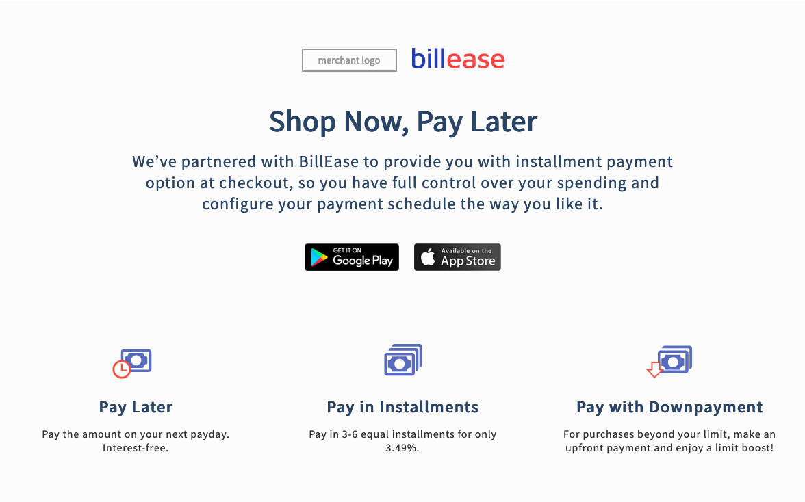 Sample BillEase Landing Page